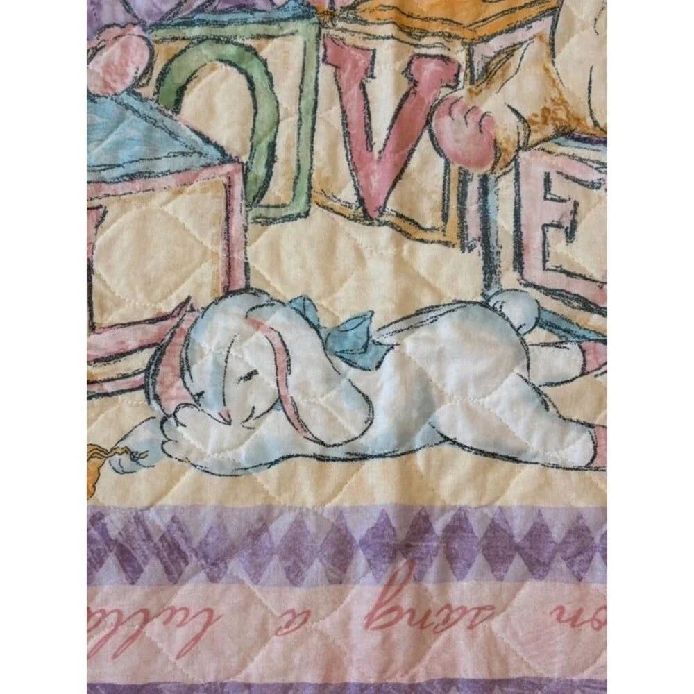 Vintage Whimsical Handmade Baby Quilt